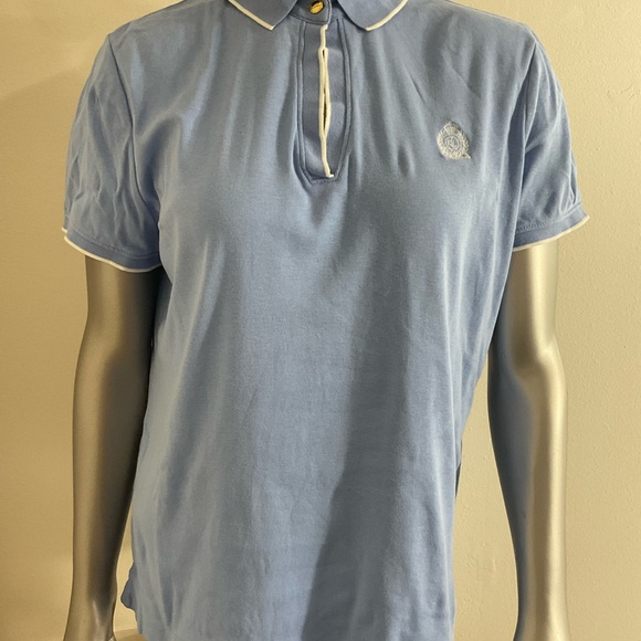 Vintage Lauren Ralph Lauren Navy Blue Polo Shirt Crest Logo Women's Size Large - Picture 2 of 8